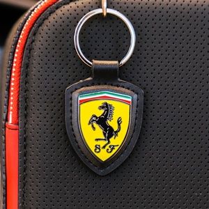 Ferrari Leather Shield Keychain